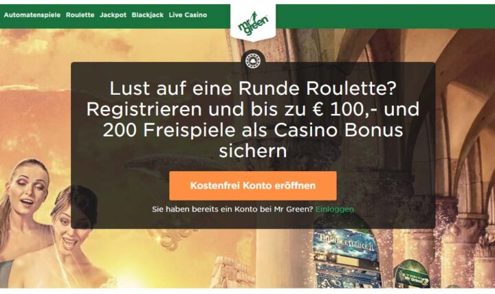 100€ Bonus + 200 Freispiele bei Mr Green
